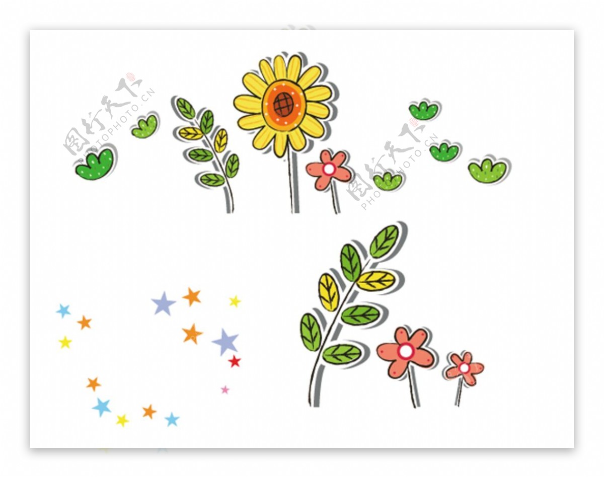 花朵星星插画图片