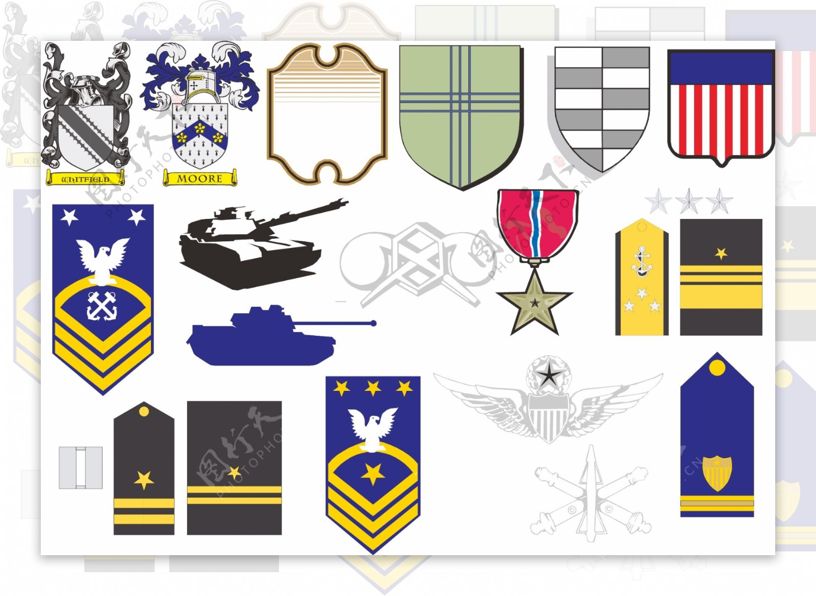 軍隊軍事獎章肩章盾牌軍事符號符號图片
