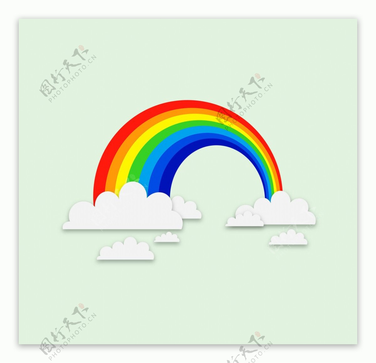 彩虹云朵矢量图图片