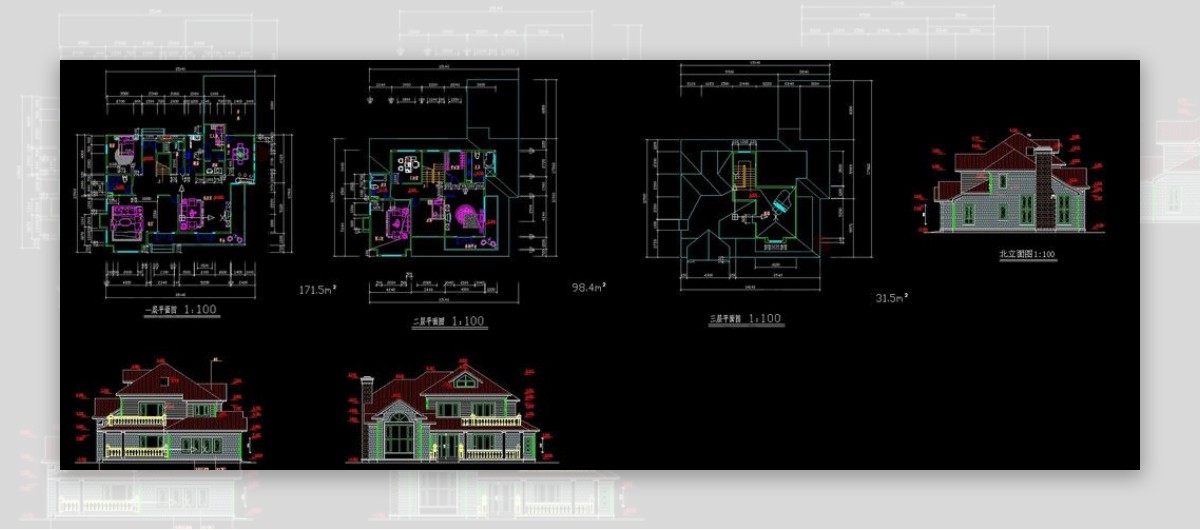 别墅住宅CAD设计图图片
