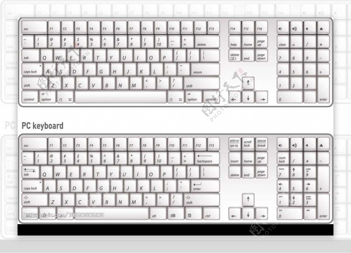 电脑矢量键盘图片