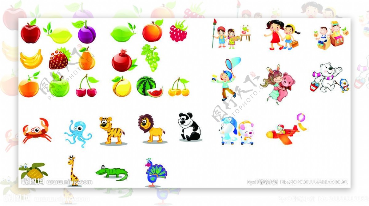 矢量水果动物卡通图片