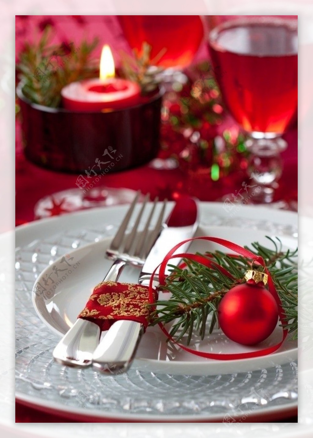 圣诞餐桌布置图片