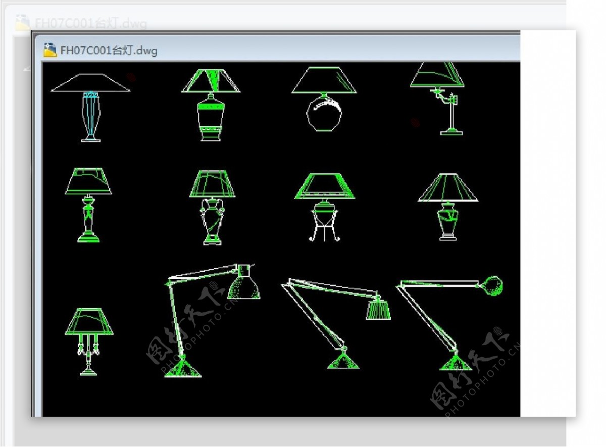 室内cad图库台灯图片