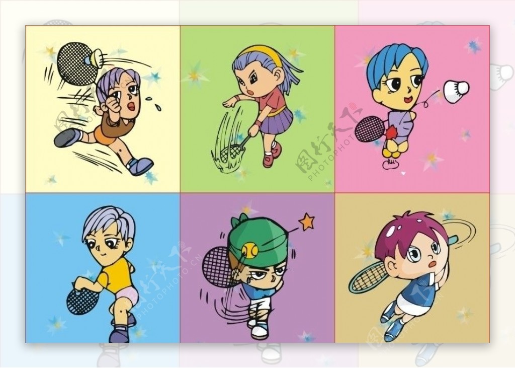 羽毛球运动卡通人物图片