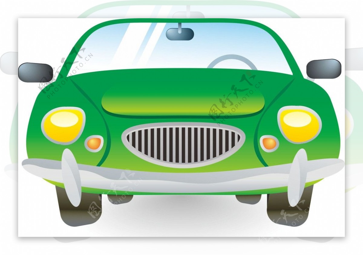 绿色小轿车卡通画图片