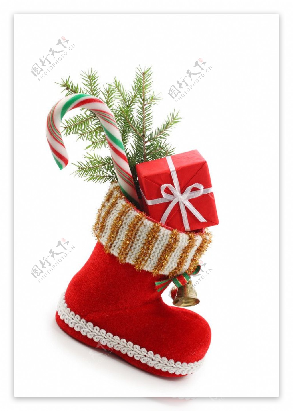圣诞鞋子礼盒铃铛背景图片