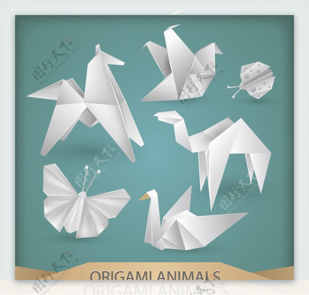 折纸叠纸动物矢量图片