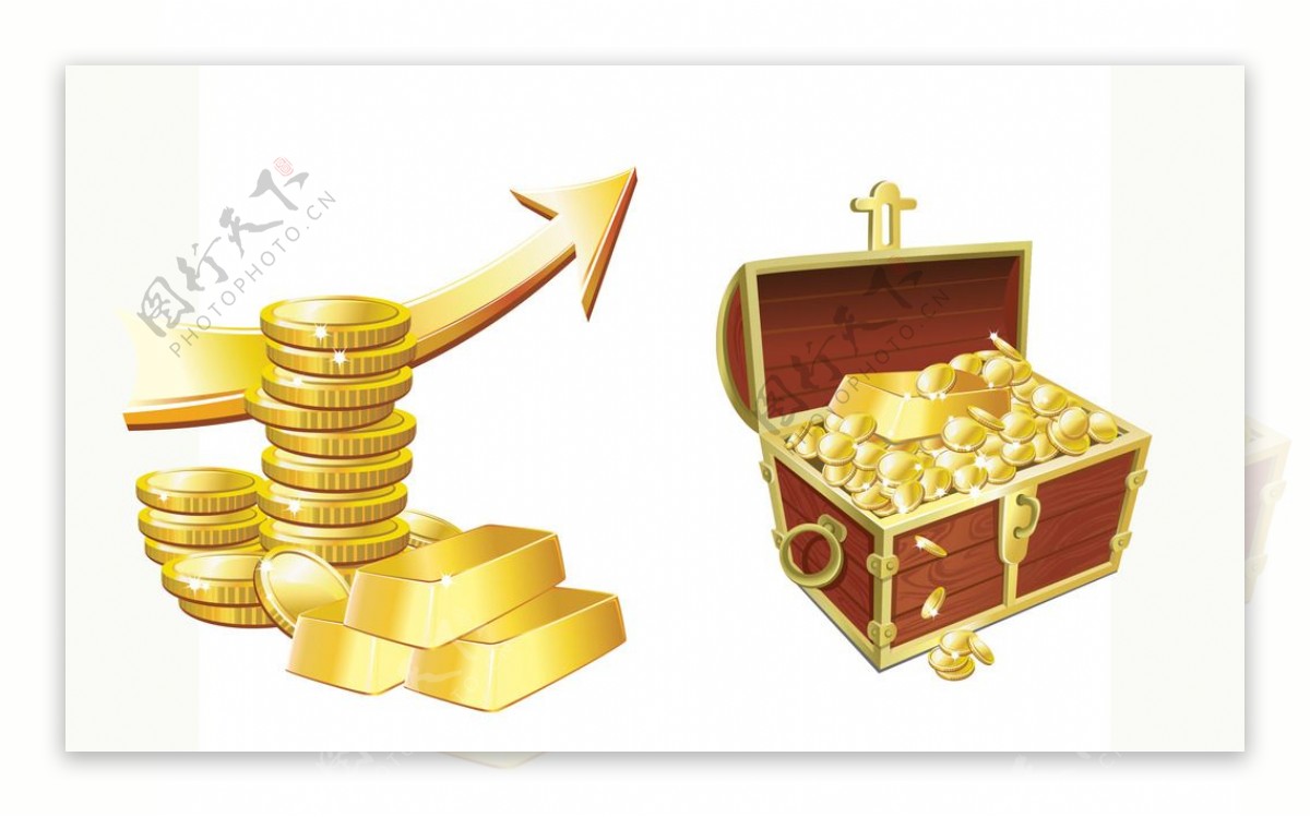 金币黄金百宝箱图片
