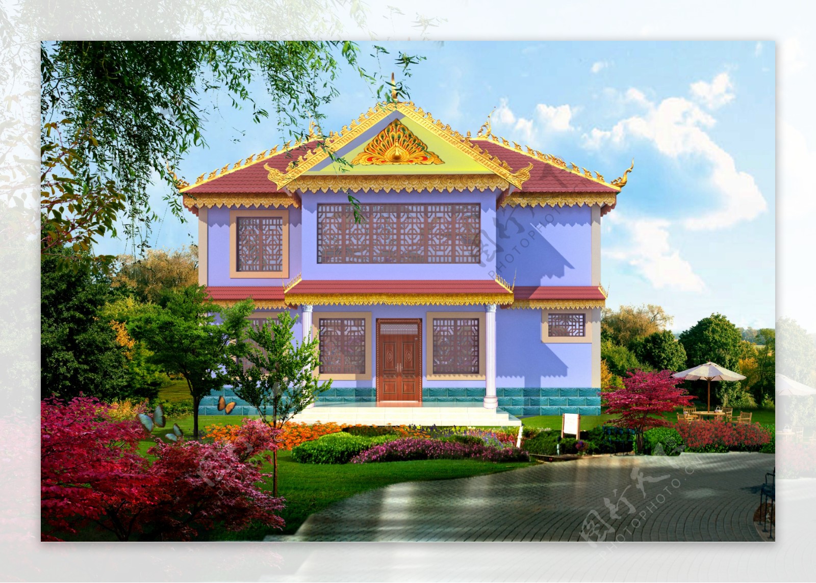 云南傣族新农村二层建筑图片