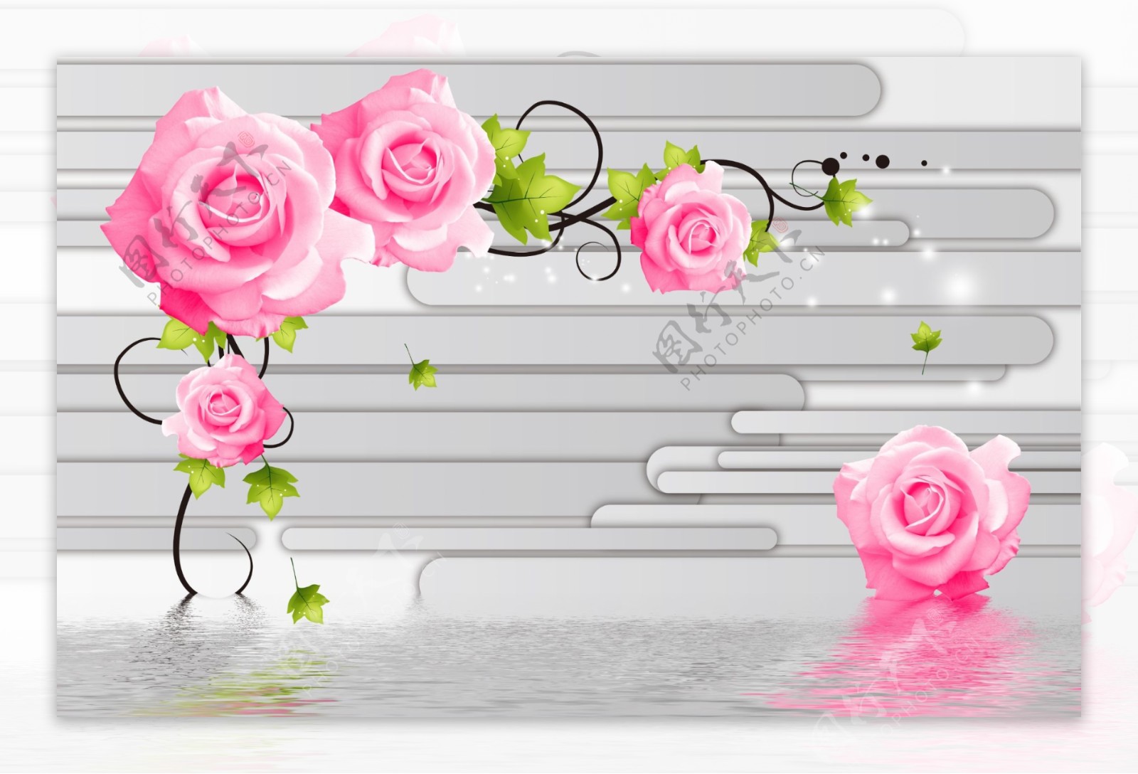 3D水影玫瑰图片