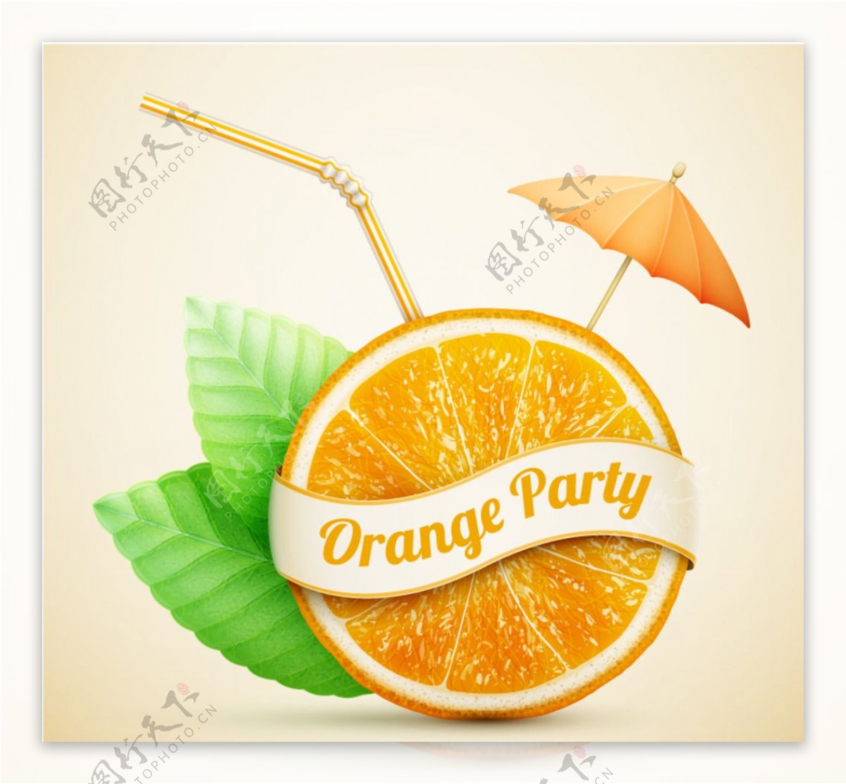 创意橙汁派对海报矢量素材图片