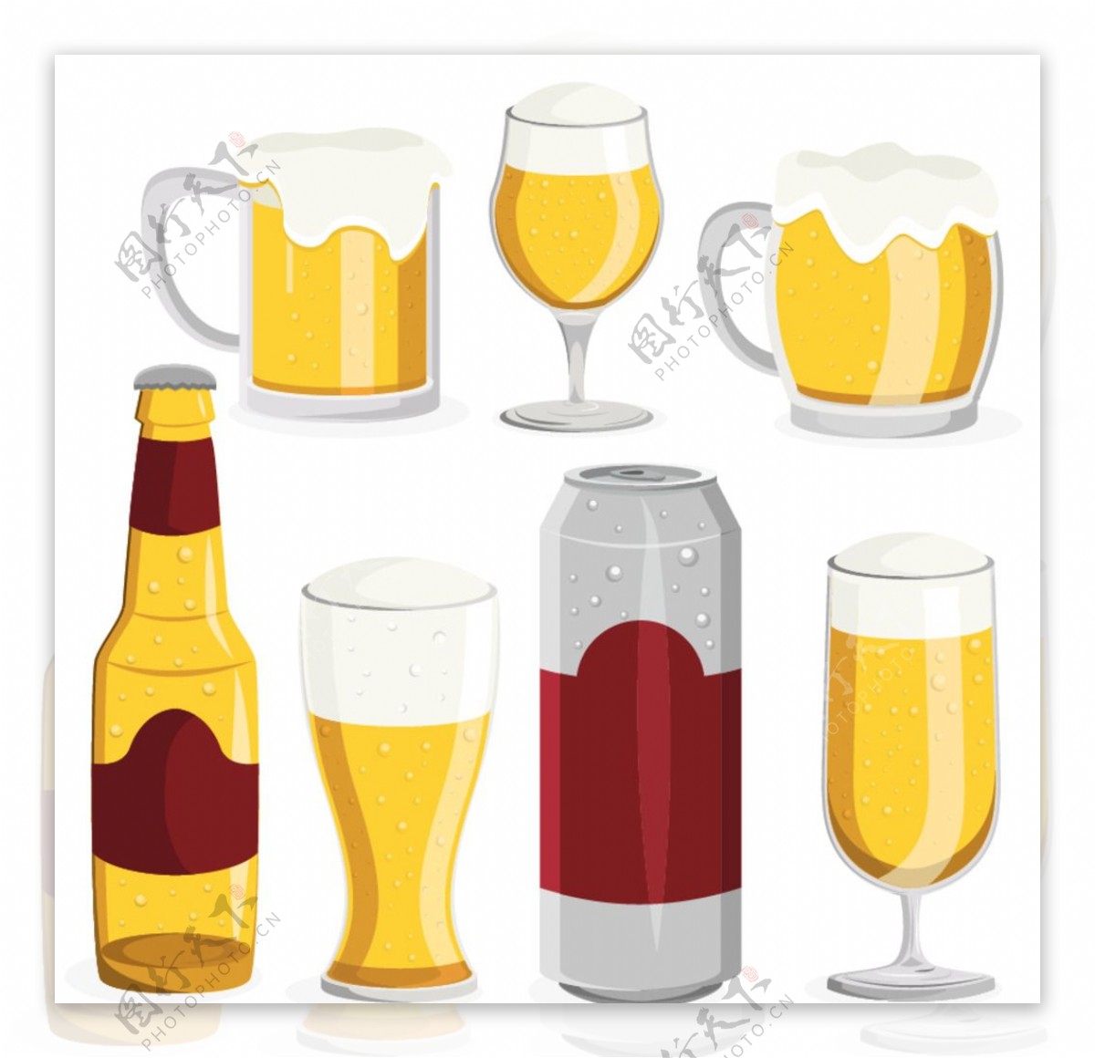 多款卡通风格啤酒适量素材图片