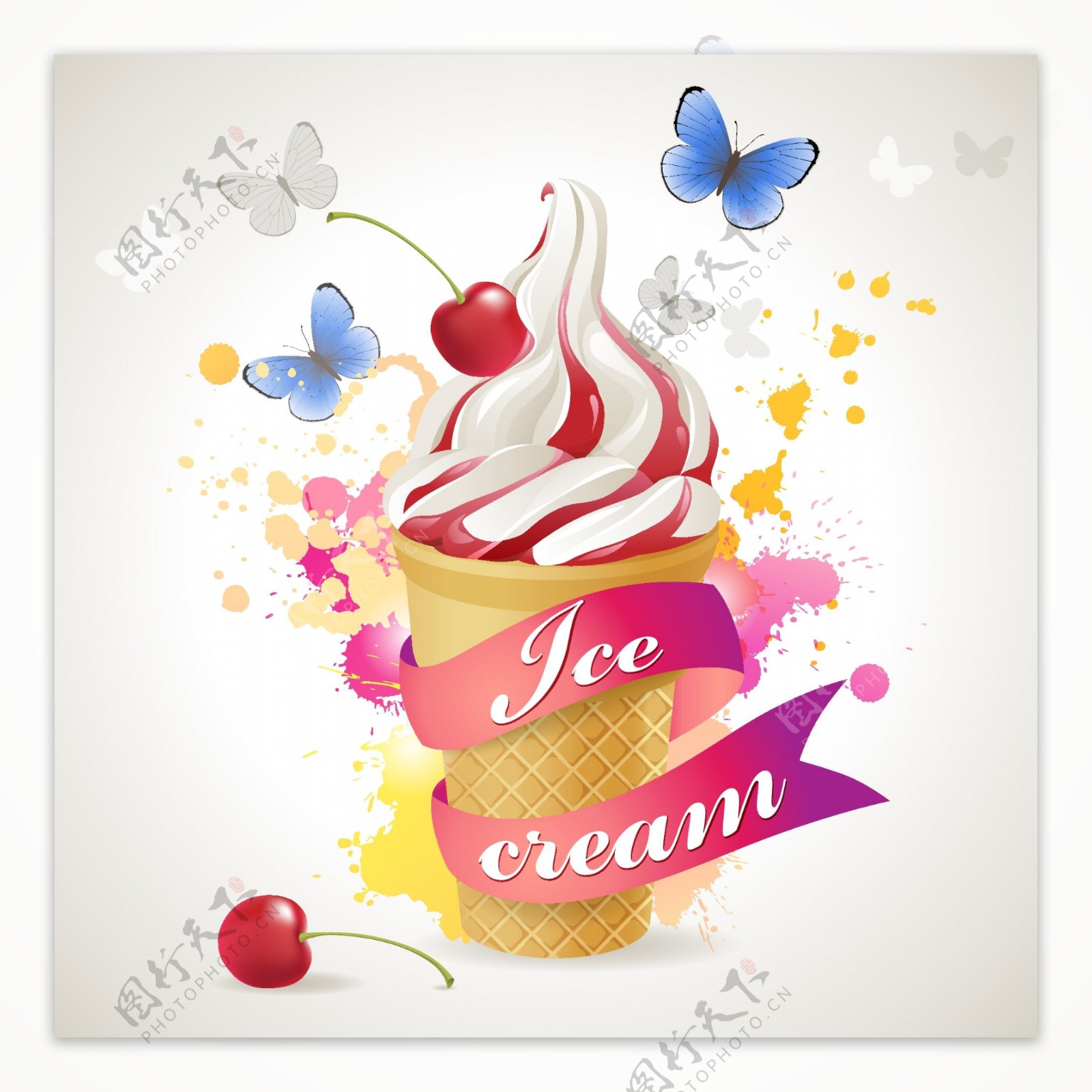 奶油冰淇淋插画图片