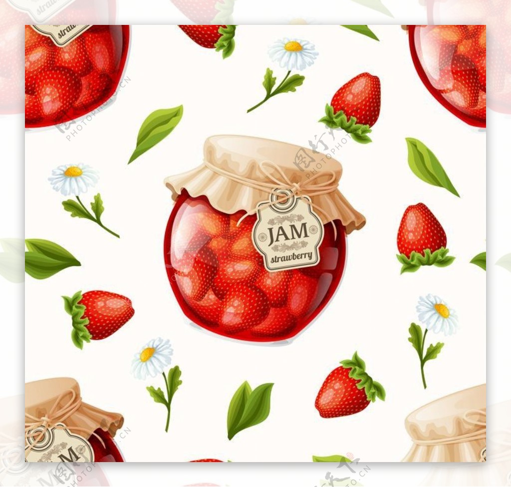 草莓水果罐头图片