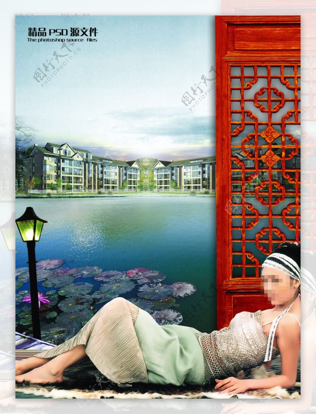 古香风景别墅文化展板图片