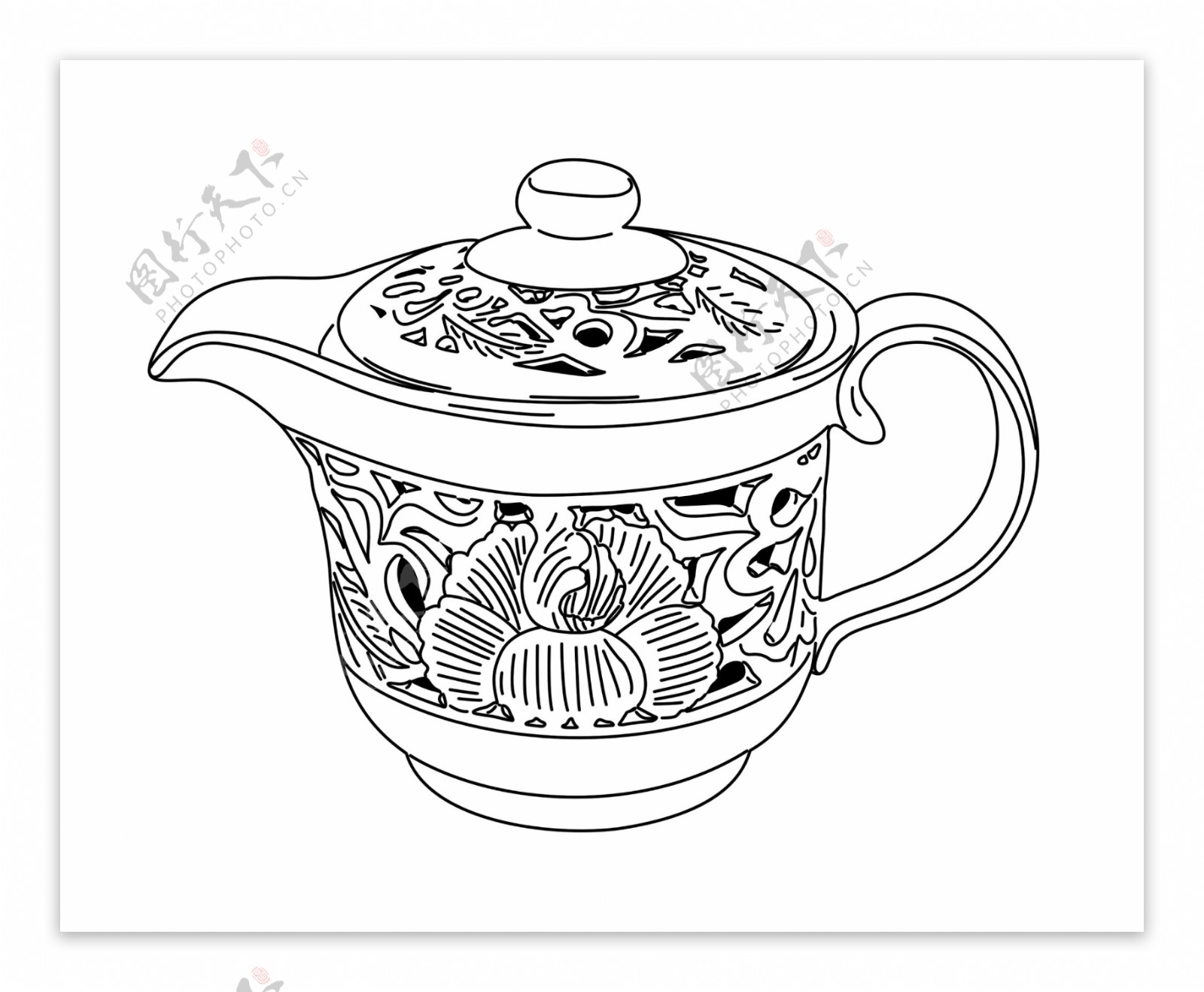 耀州窑镂空茶具图片