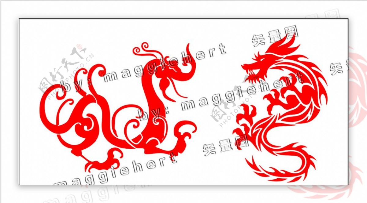 龙纹剪纸中国龙图片