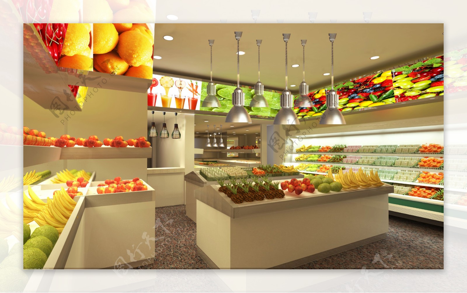 水果店装修3D效果图图片