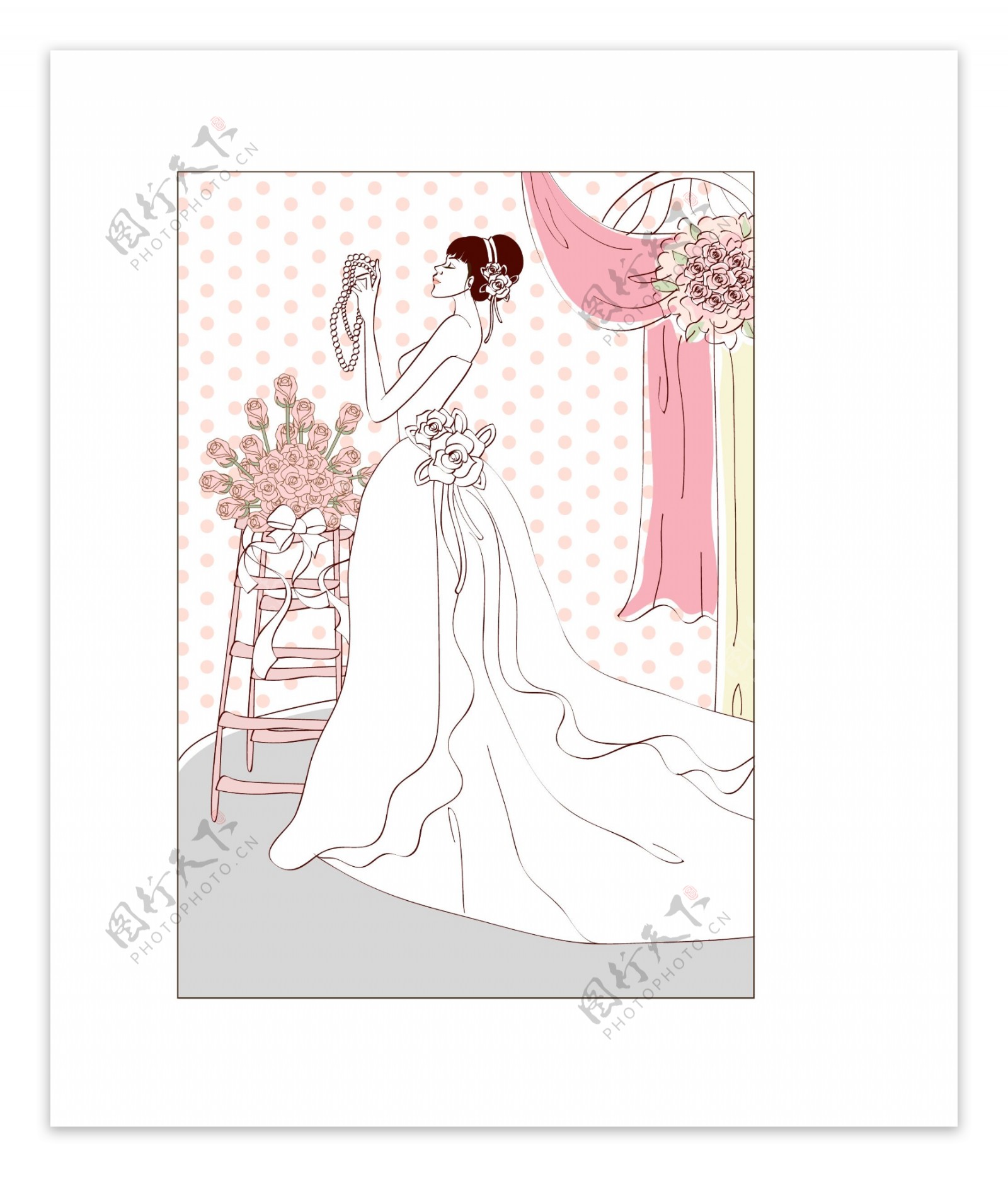 卡通婚纱新娘图片