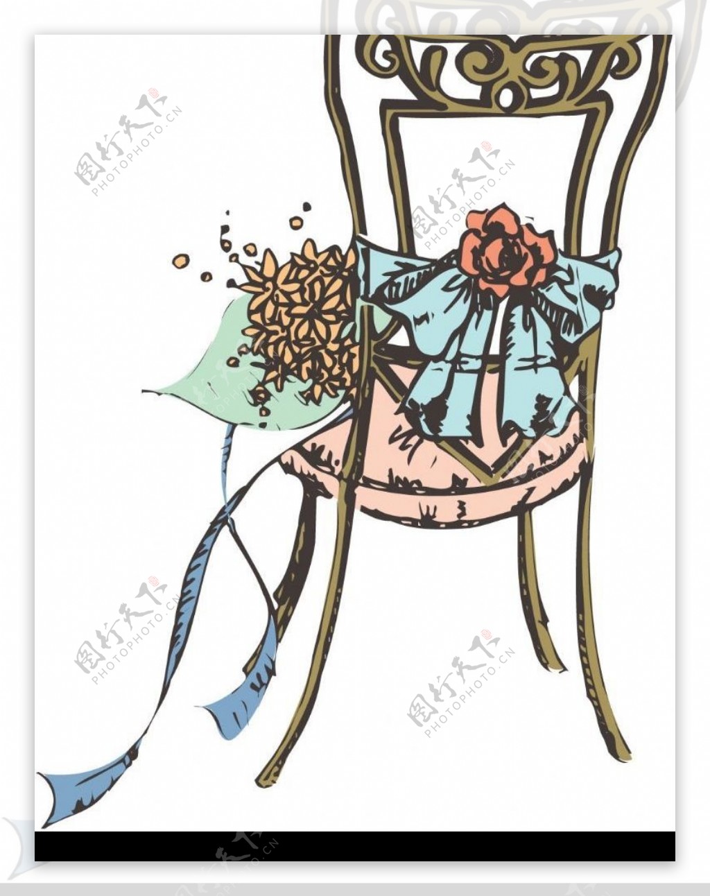 椅子上的鲜花图片