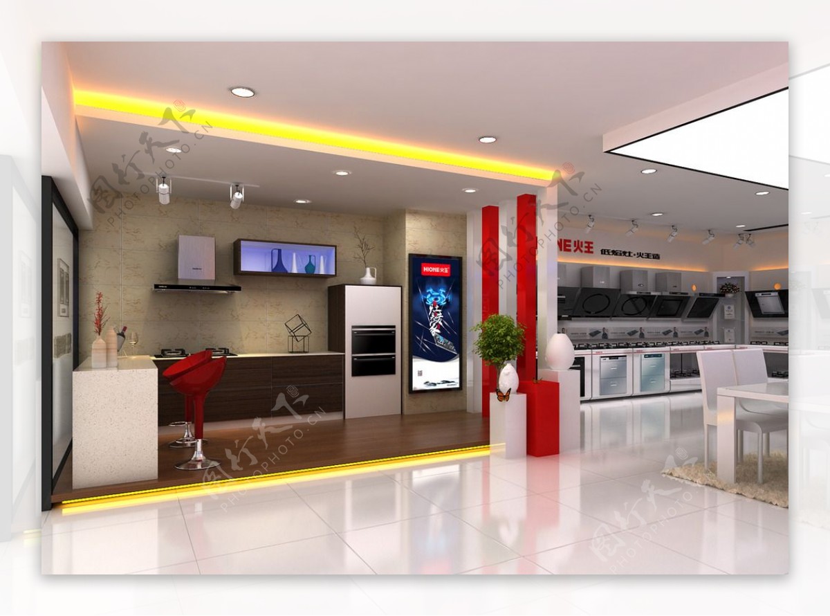 火王专卖店3D设计局部效果图图片