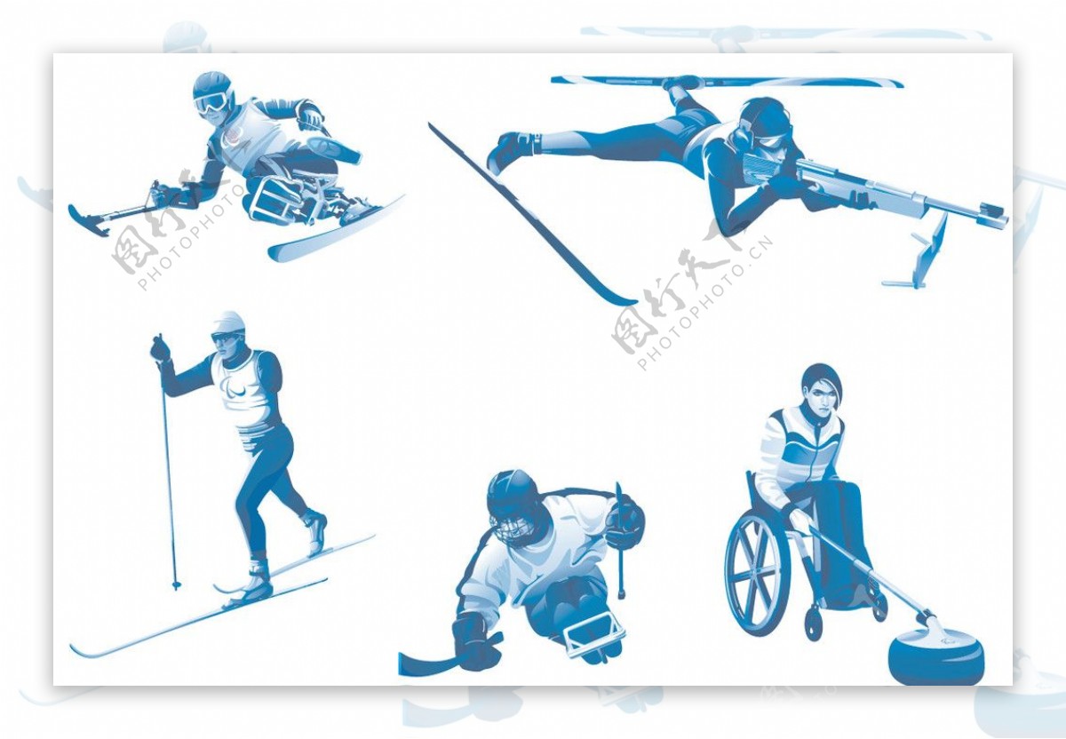 温哥华冬季残奥会拟人化运动图标图片