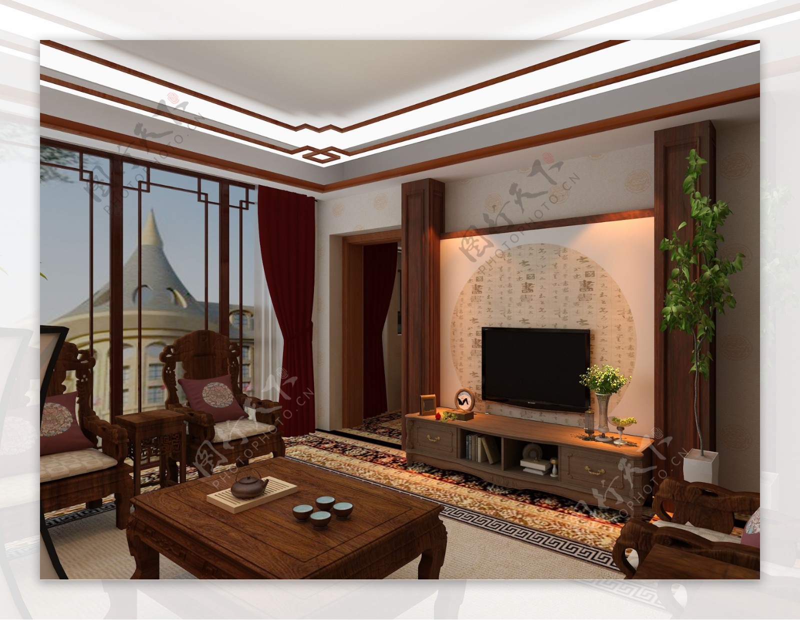 中式酒店客房设计图片