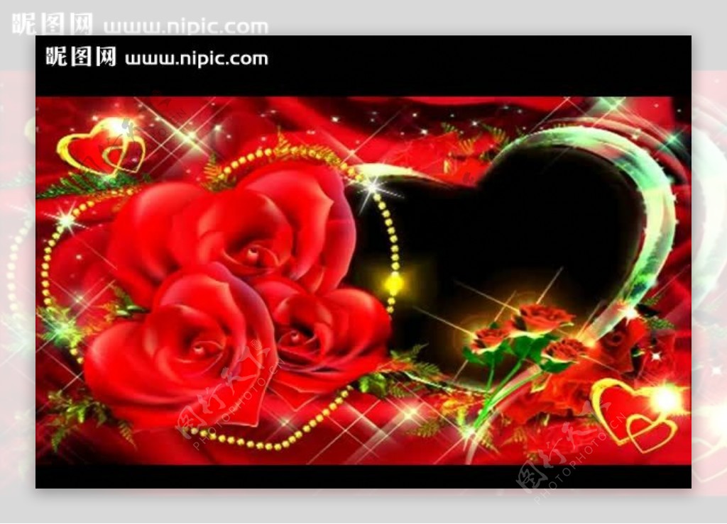 玫瑰花爱心相框视频