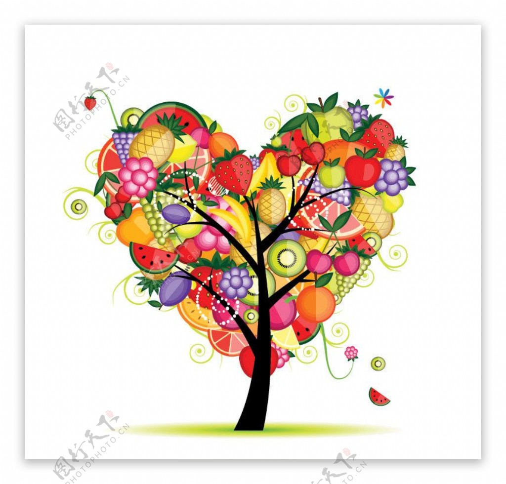 爱心水果花纹树木图片
