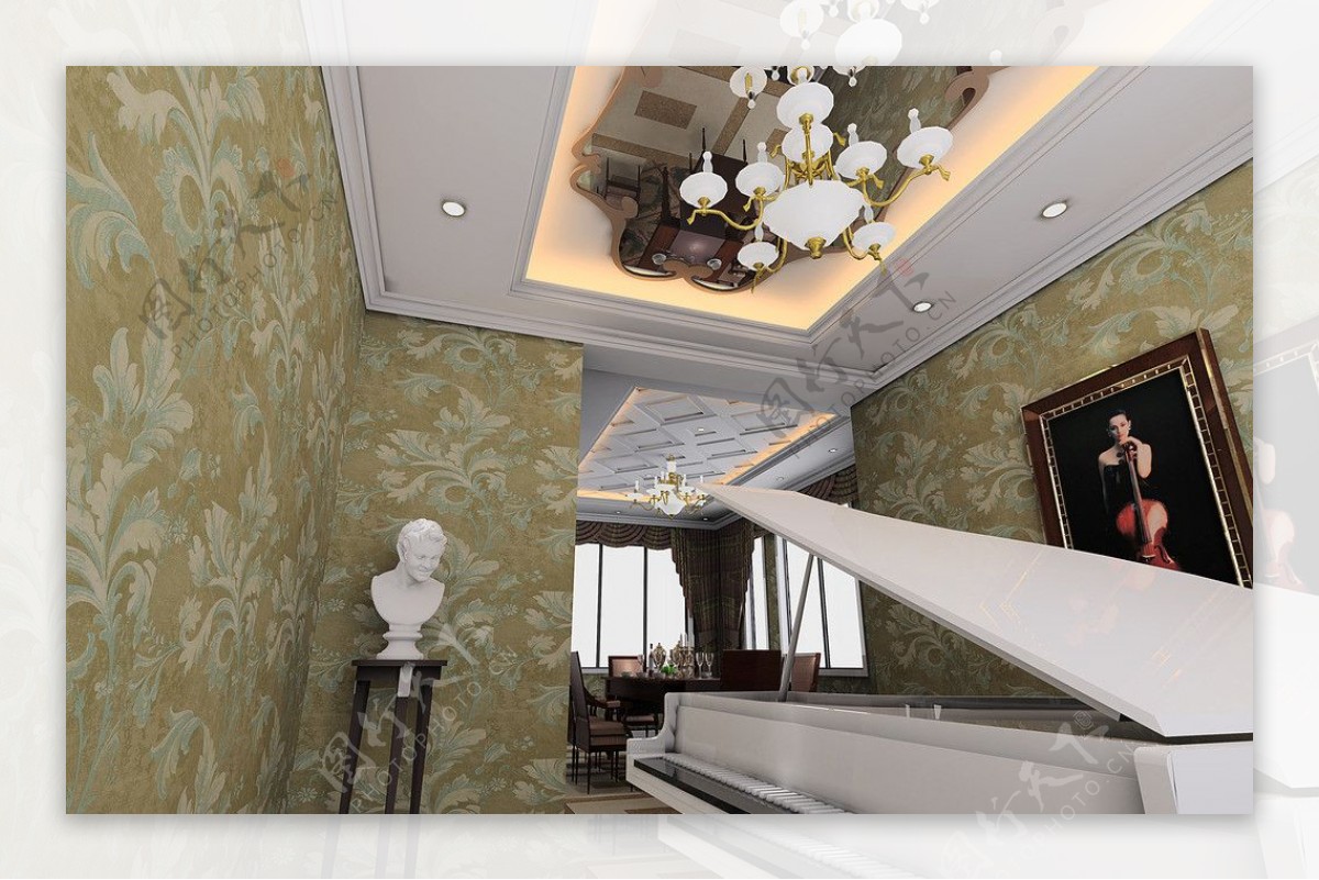 欧式钢琴室设计图片