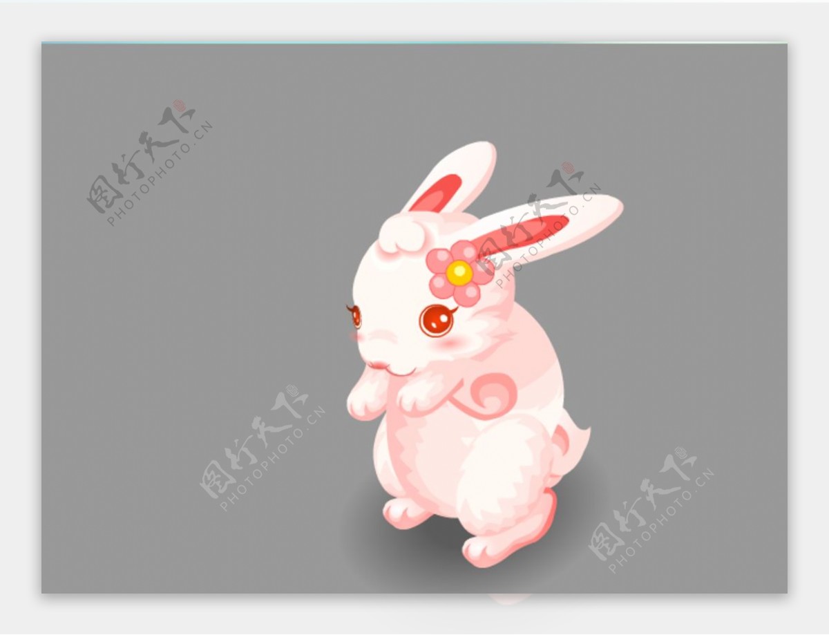 可爱粉色兔子站立flash素材