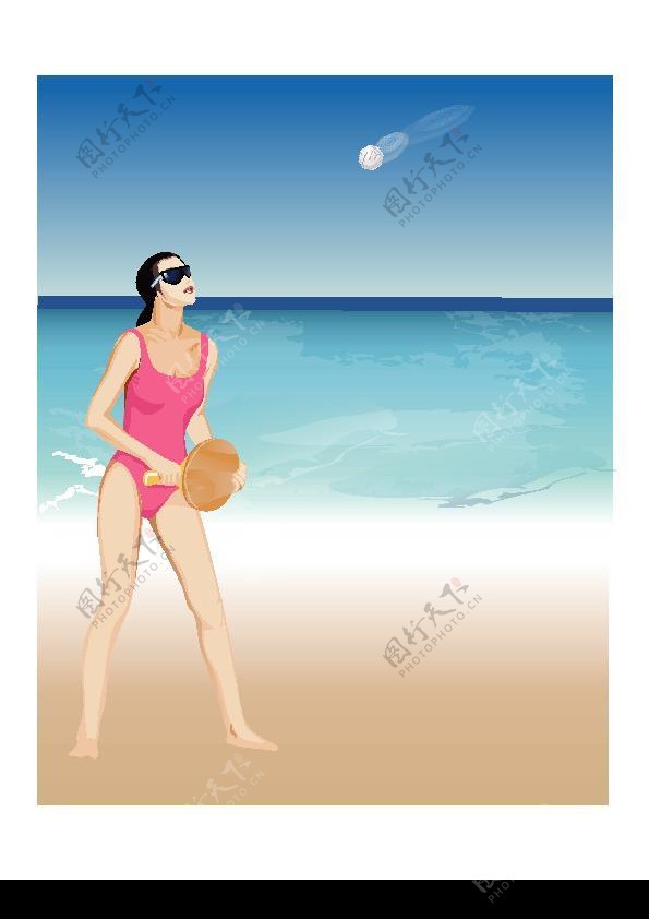 沙滩女性图片