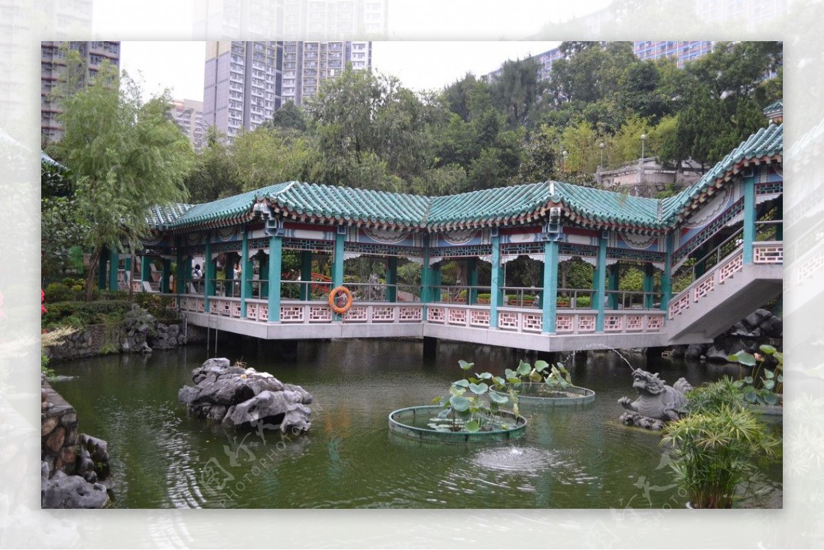 香港黄大仙院内小庭图片