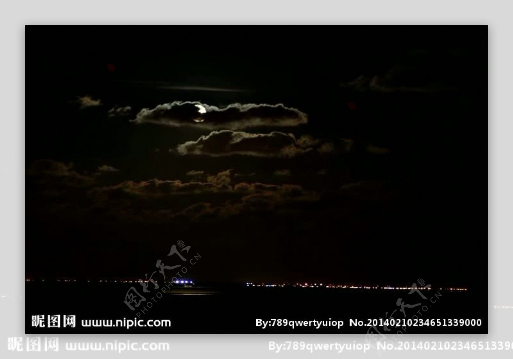 夜景月亮风景画视频