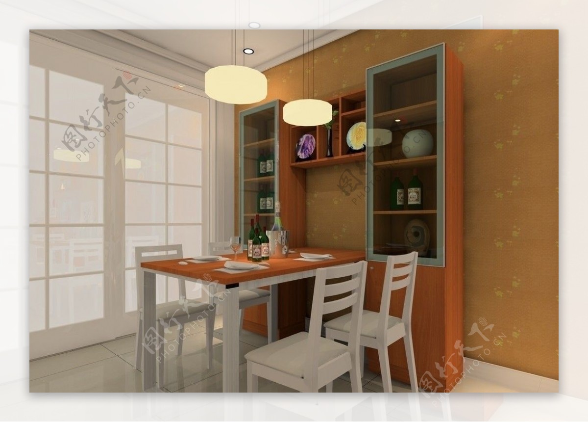 餐厅设计餐桌餐椅背景墙板式家具图片