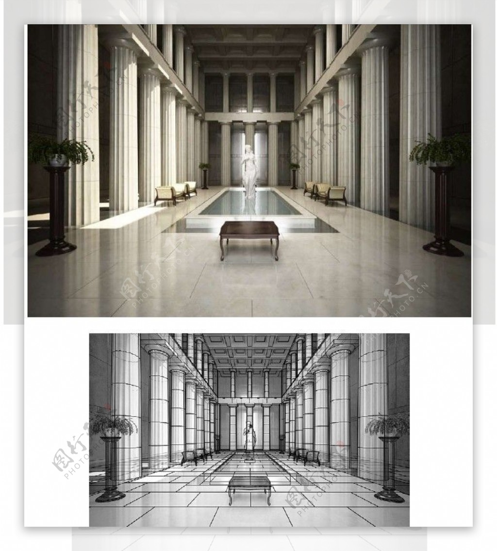 欧式大厅设计效果图图片