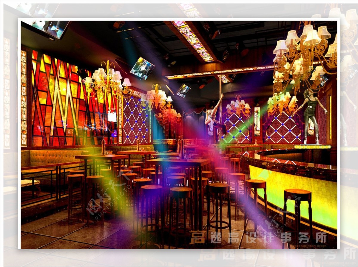 [深圳]后现代风格慢摇酒吧全套施工图+效果图-吧类空间装修-筑龙室内设计论坛