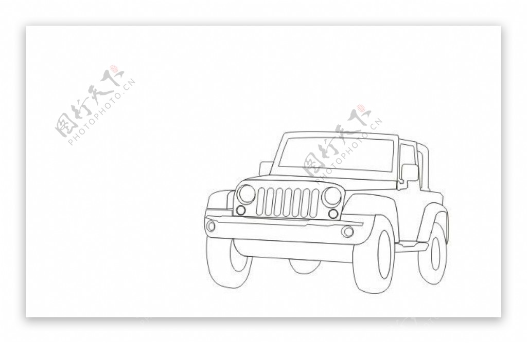 jeep牧马人线条画图片