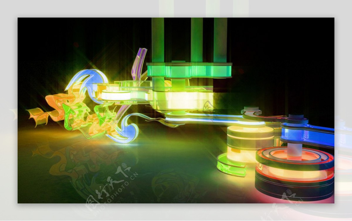 光柱色彩绚烂3D三维立体科幻广告电脑设计图片