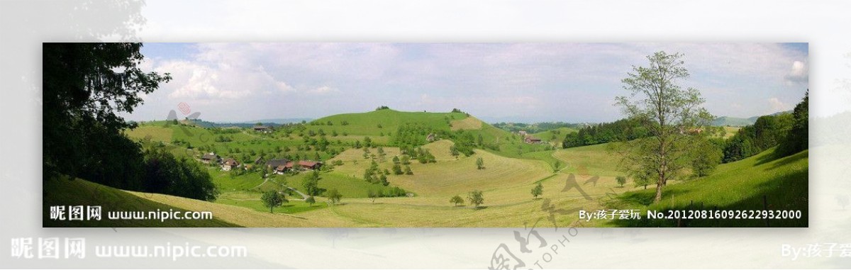 绿树青山全景图图片
