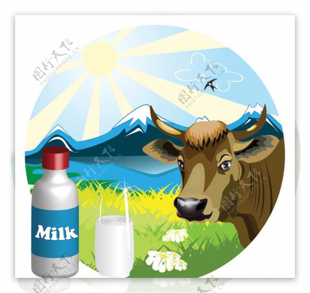 牛奶主题矢量素材图片