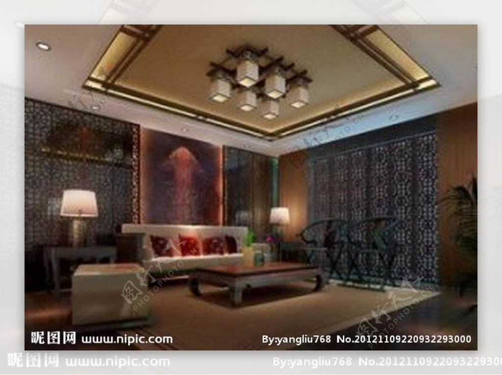 中式风格客厅场景模型图片