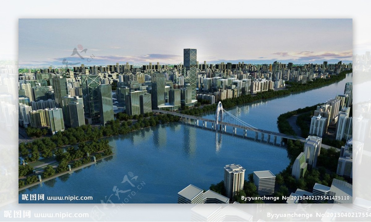 广州猎德大桥效果图图片
