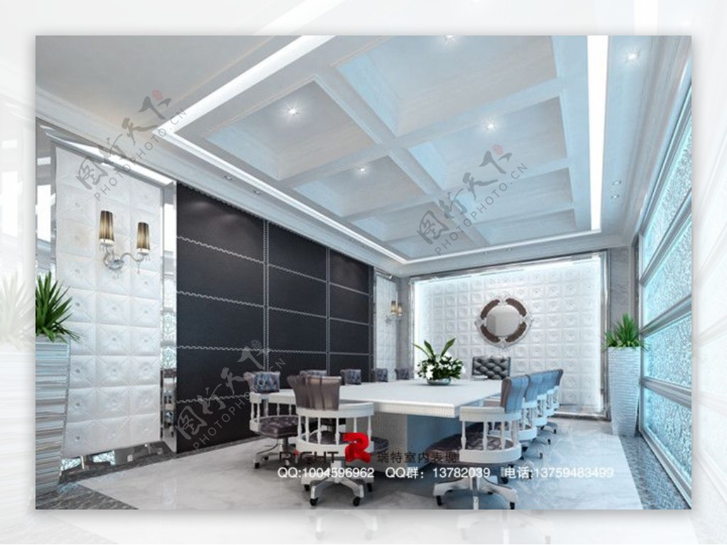 欧式风情会议室3dsmax室内设计模型vray带全部贴图图片