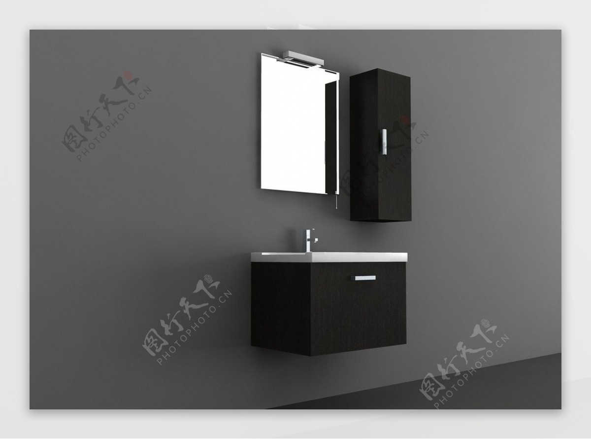 黑色时尚洗手台3D模型图片