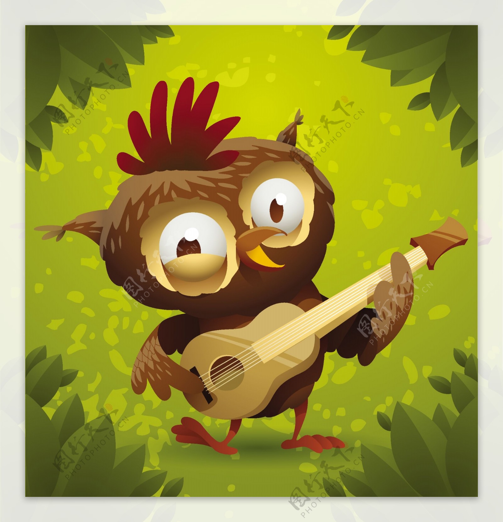 弹吉他的可爱猫头鹰图片