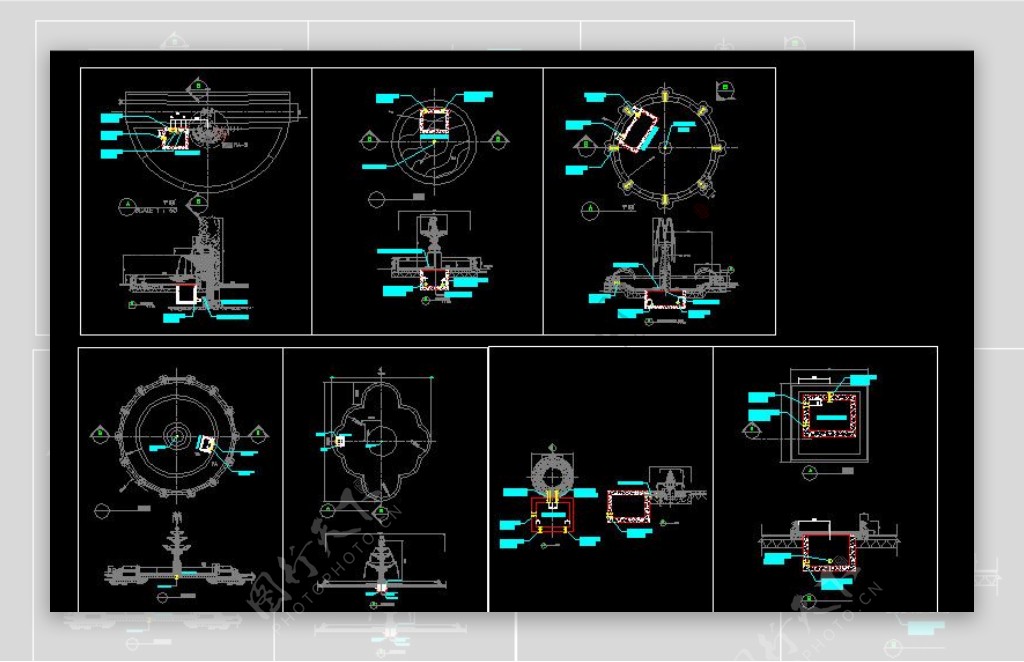 多款喷泉CAD施工图图片