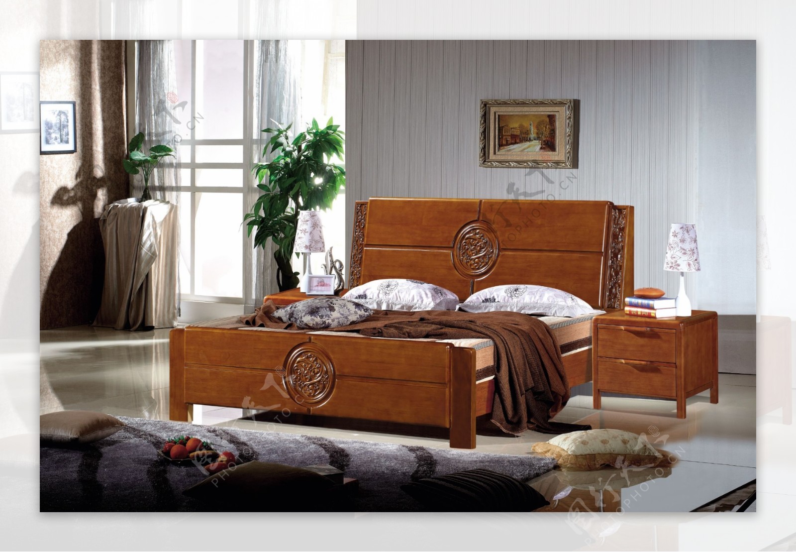 家具实木床图片