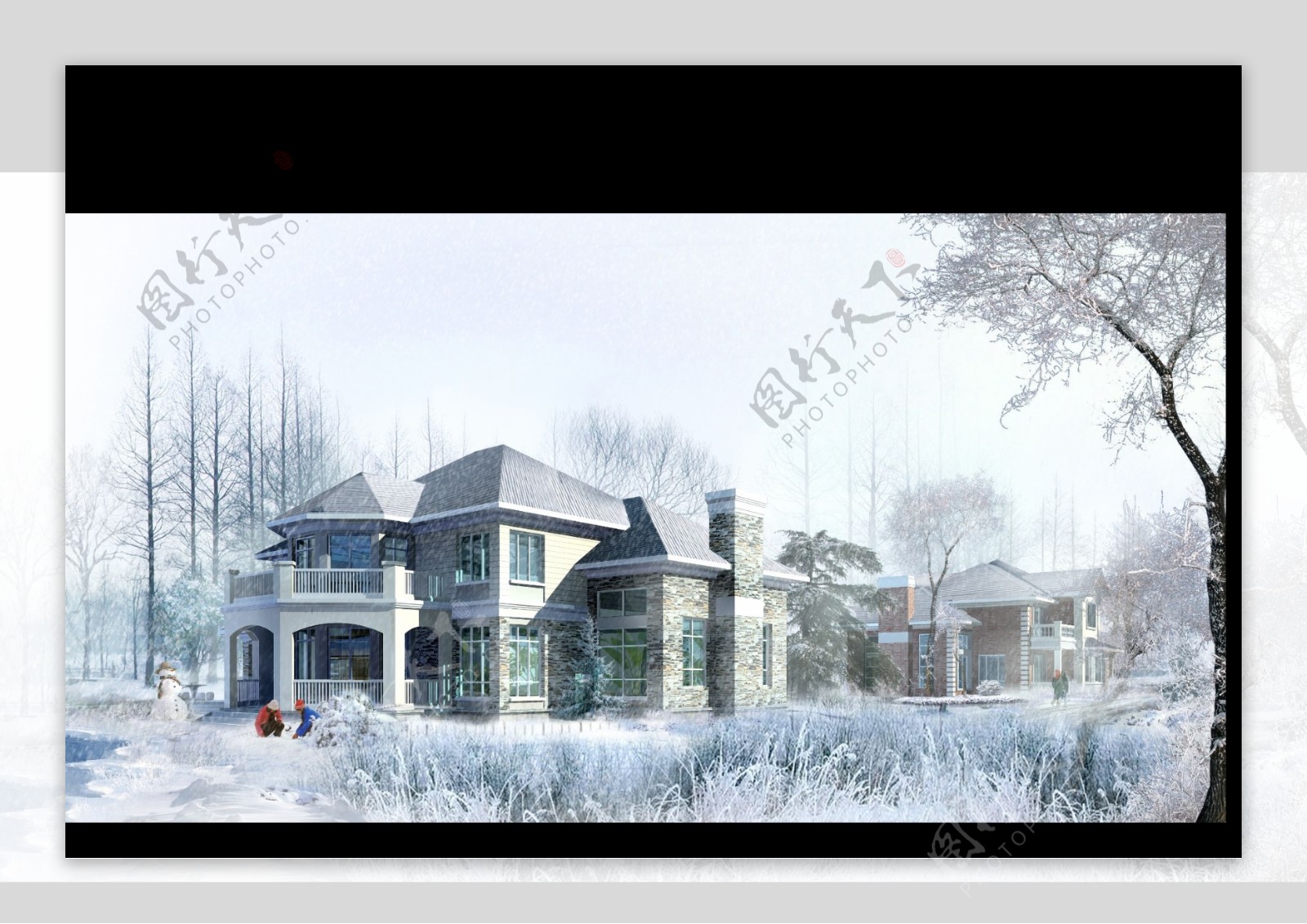 别墅雪景效果图图片